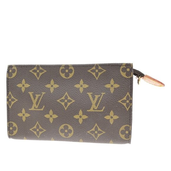 LOUIS VUITTON Logo BUCKET PM Pouch Bag Monogram Leather Brown France 04ED727 - Picture 1 of 16